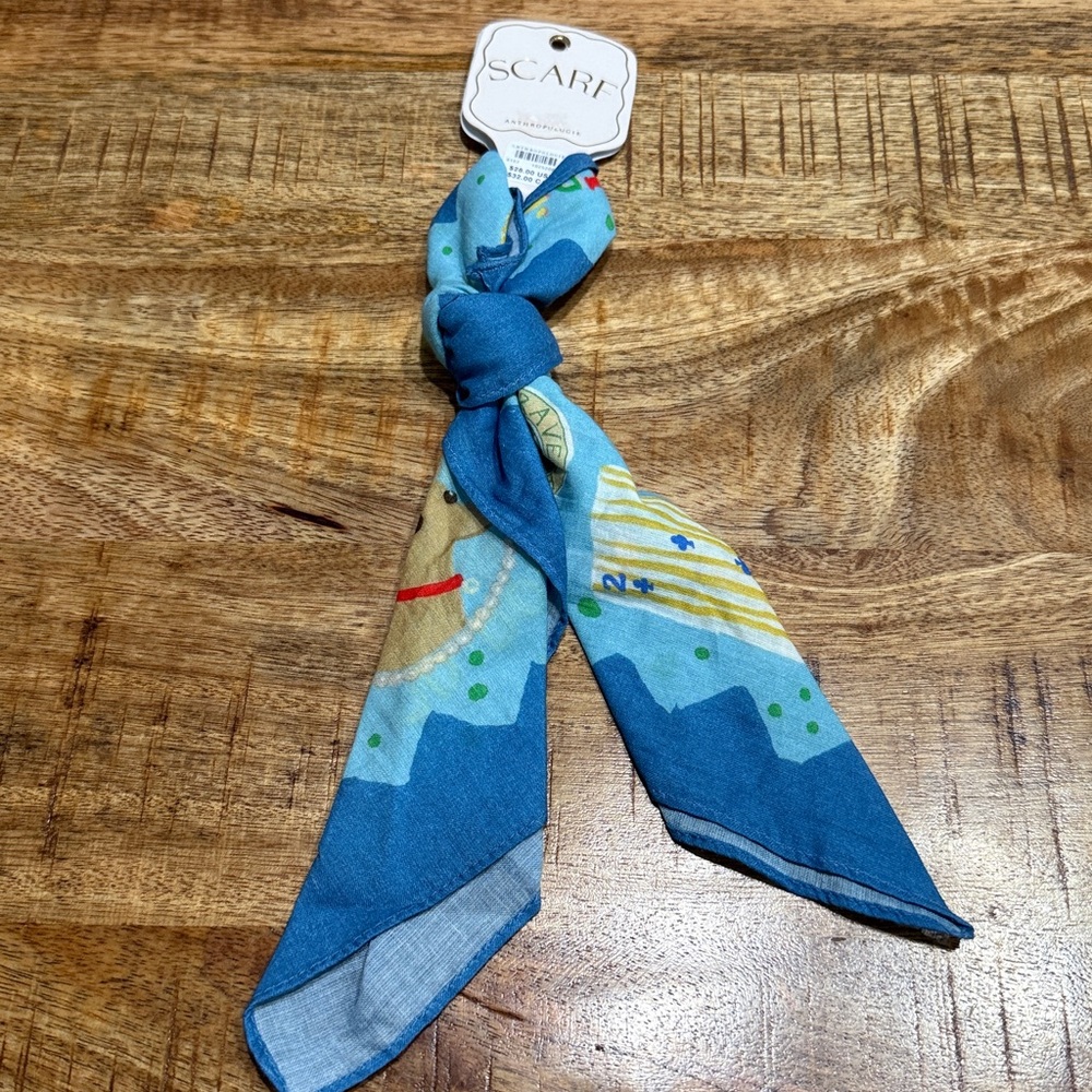Anthropologie Maeve Printed Bandana "Blue Dog" Scarf NWT - Picture 4 of 5